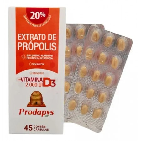 Extrato de Própolis + Vitamina D3 - Prodapys - 45 Caps. Gelatinosas