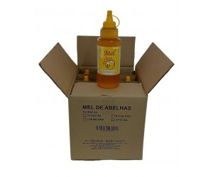 Caixa com 12 Bisnagas de Mel Puro - 1 kg - Até 4 Floradas - Apiário Melbee