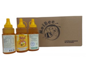 Caixa com 24 Bisnagas de Mel Puro - 500 g - Até 4 Floradas - Apiário Melbee