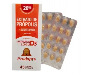 Extrato de Própolis + Vitamina D3 - Prodapys - 45 Caps. Gelatinosas