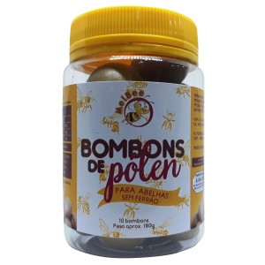 Bombons de Pólen - Para Abelhas sem Ferrão - Pote 10 Bombons - 180 g