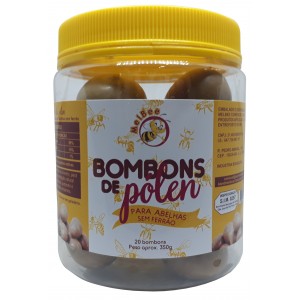 Bombons de Pólen - Para Abelhas sem Ferrão - Pote 20 Bombons - 350 g